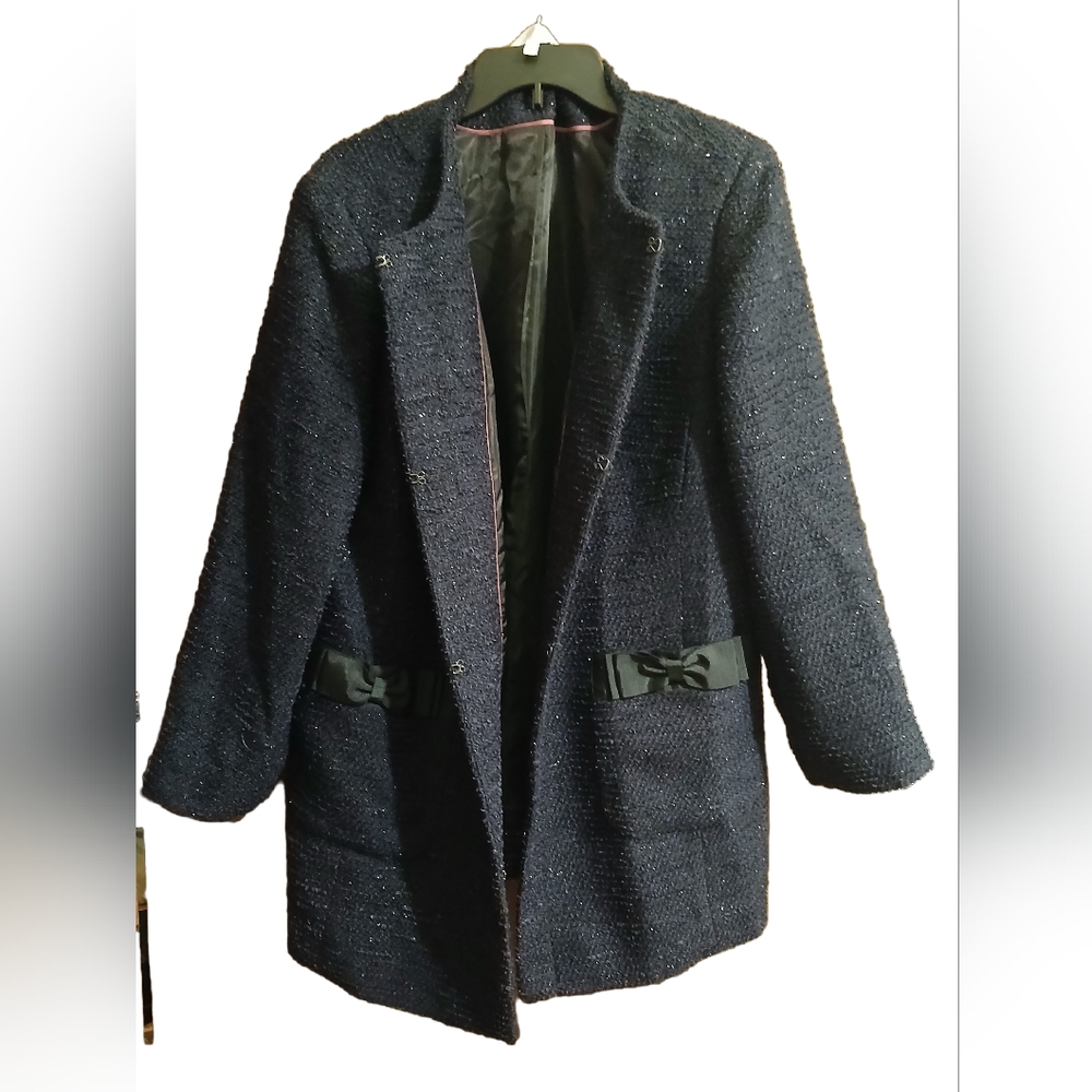 Talbots size 18P Navy Blue Tweed Coat
